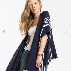 Marine Layer Women Blue Cameron Poncho One Size OS
